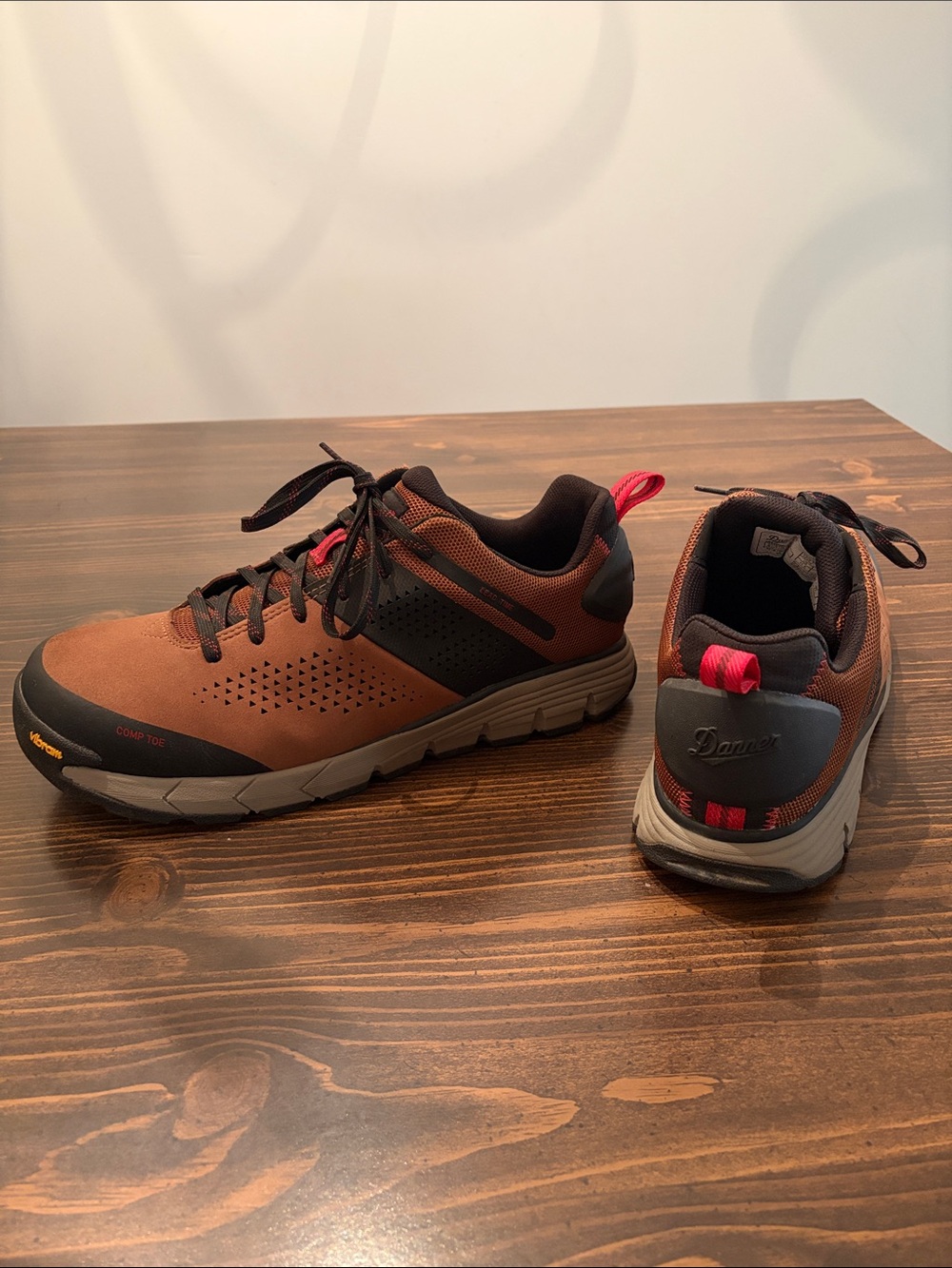 Danner Men's Brown and Black Trail Sneakers with Red Pull Tabs